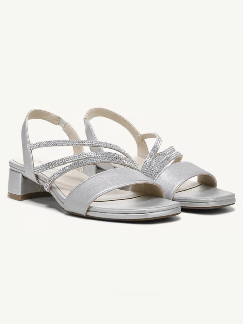 LifeStride Joy 2 Strappy Dress Sandals Silver Size 10 Wide Soft System Comfort